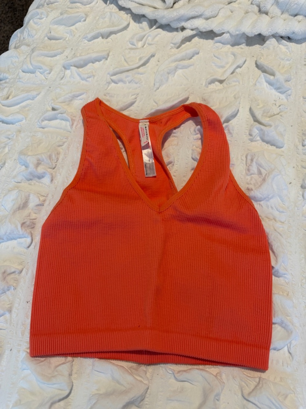 Free People Orange Ribbed Racerback Crop Top - Picture 2 of 2